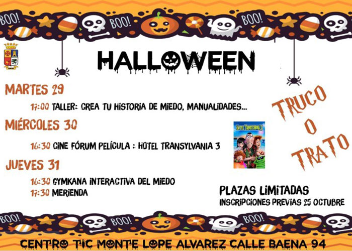 El centro TIC de Monte Lope prepara tres días de actividades para celebrar Halloween