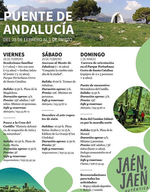 El Ayuntamiento de Jaén ofrece un Puente de Andalucía cargado de naturaleza para conocer el entorno paisajístico de la capital