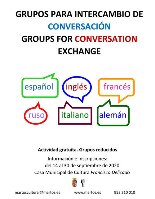 Grupos para intercambio de conversación en español y otros idiomas en Martos